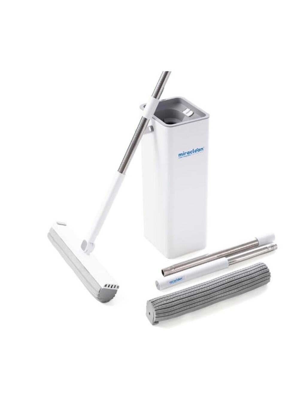 MysticPress Mop&Bucket Set 3.6L, 56-Inch Pole PVA Mop & Bucket Hands Free
